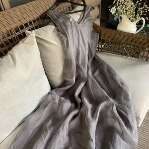 Eileen Fisher 2-Layer, V-Neck, Silk Organza Dress